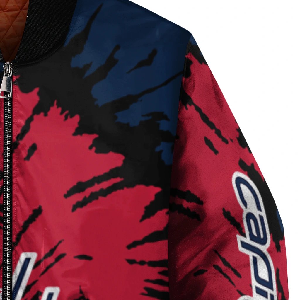 custom washington capitals burst splatter blue bomber jacket premium grade custom washington capitals burst splatter blue bomber jacket premium grade