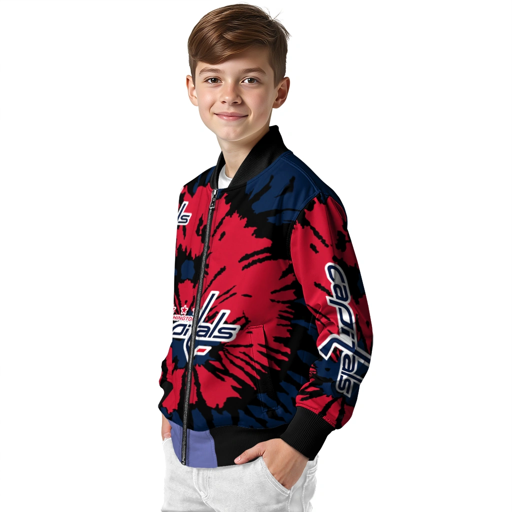 custom washington capitals burst splatter blue bomber jacket trendy custom washington capitals burst splatter blue bomber jacket trendy