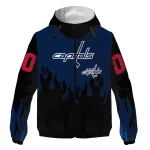 custom washington capitals flame trim blue black windbreaker jacket best selling