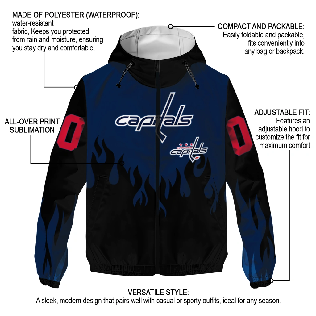 custom washington capitals flame trim blue black windbreaker jacket new arrival custom washington capitals flame trim blue black windbreaker jacket new arrival