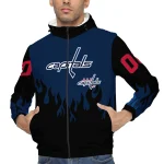 custom washington capitals flame trim blue black windbreaker jacket best selling