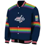 custom washington capitals rainbow jersey number blue varsity jacket best selling