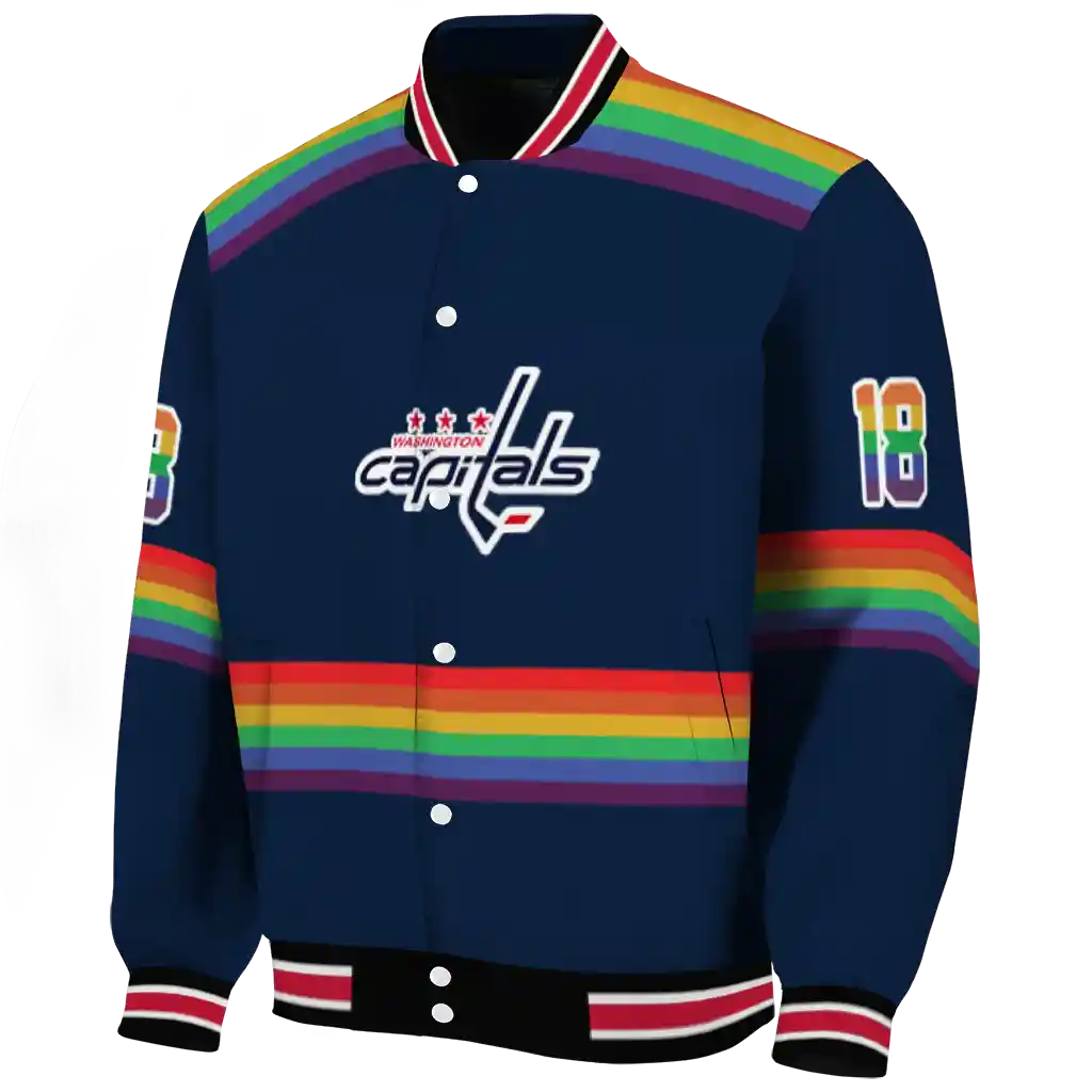 custom washington capitals rainbow jersey number blue varsity jacket best selling custom washington capitals rainbow jersey number blue varsity jacket best selling