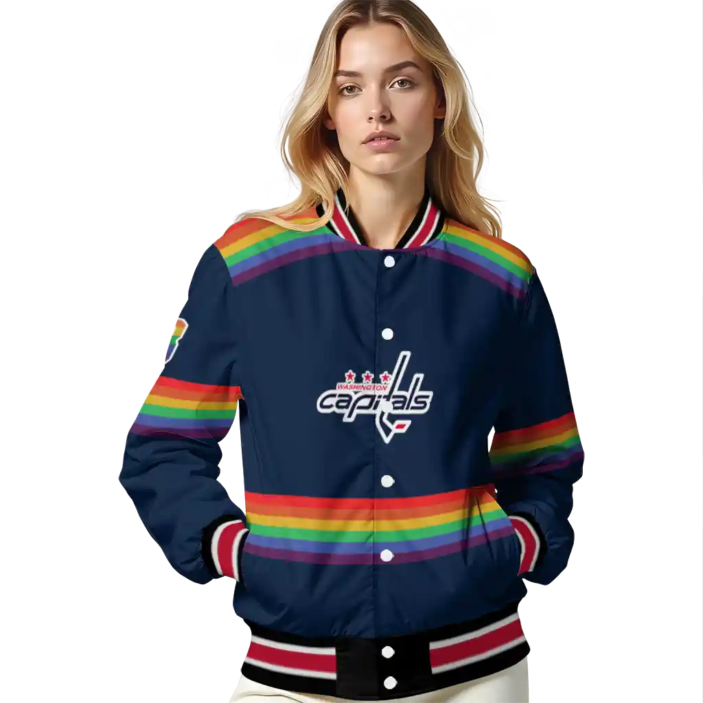 custom washington capitals rainbow jersey number blue varsity jacket latest model custom washington capitals rainbow jersey number blue varsity jacket latest model