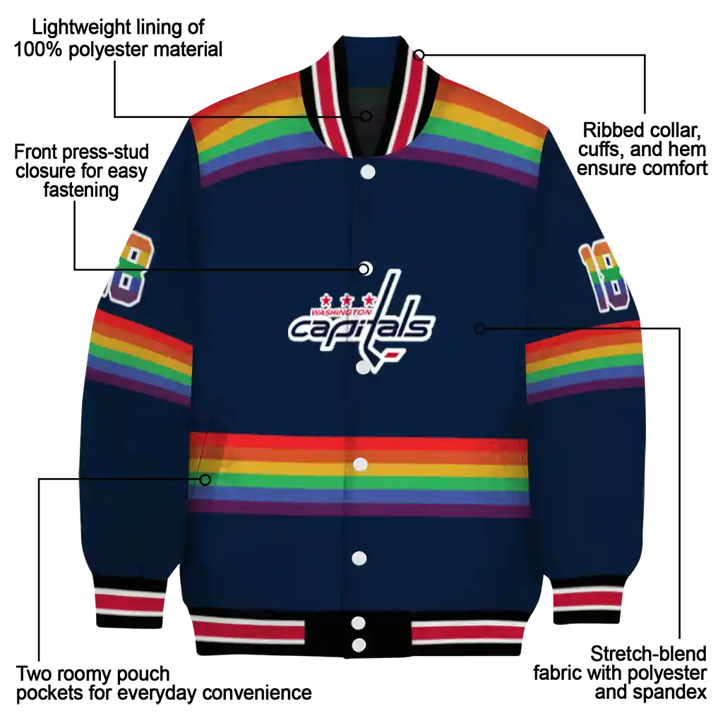 custom washington capitals rainbow jersey number blue varsity jacket new arrival custom washington capitals rainbow jersey number blue varsity jacket new arrival