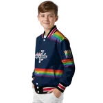 custom washington capitals rainbow jersey number blue varsity jacket best selling