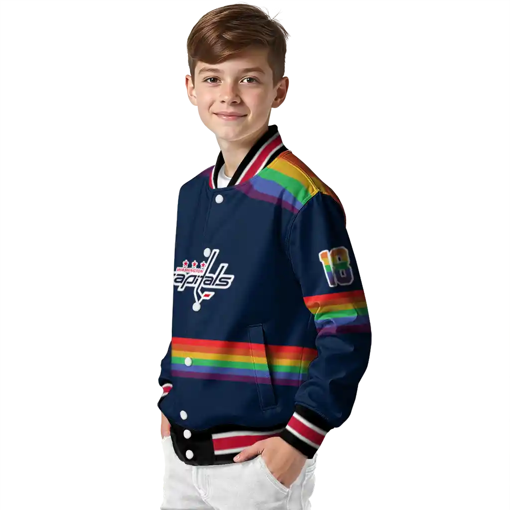 custom washington capitals rainbow jersey number blue varsity jacket trendy custom washington capitals rainbow jersey number blue varsity jacket trendy