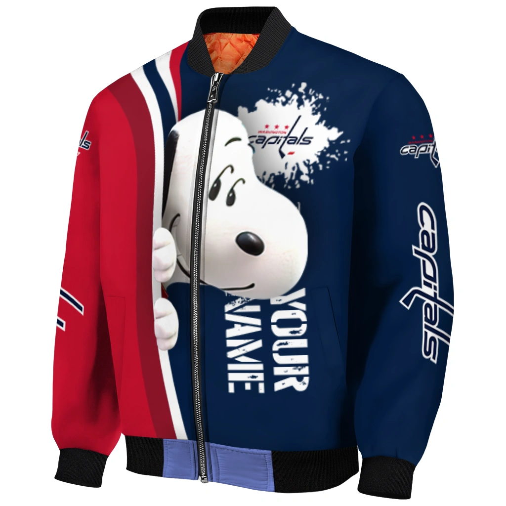 custom washington capitals snoopy head blue bomber jacket fashion forward custom washington capitals snoopy head blue bomber jacket fashion forward