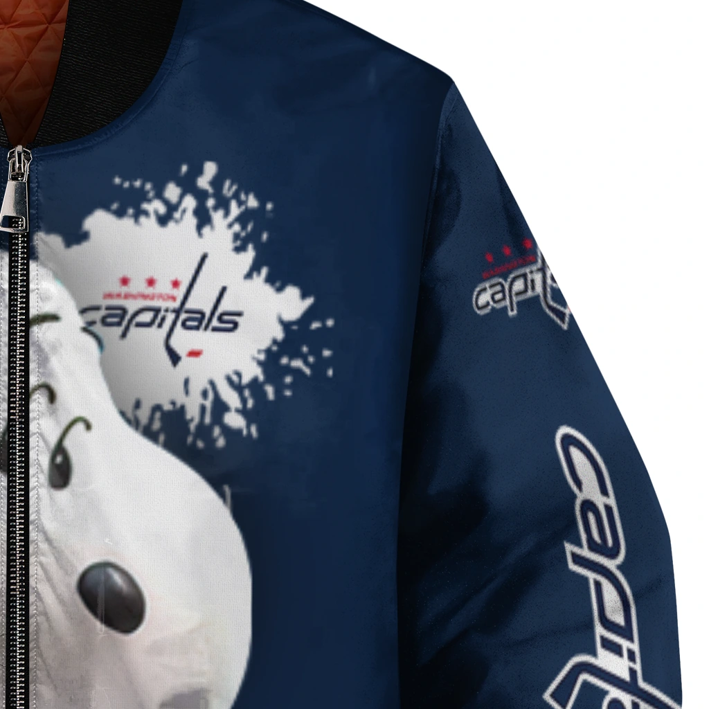 custom washington capitals snoopy head blue bomber jacket premium grade custom washington capitals snoopy head blue bomber jacket premium grade