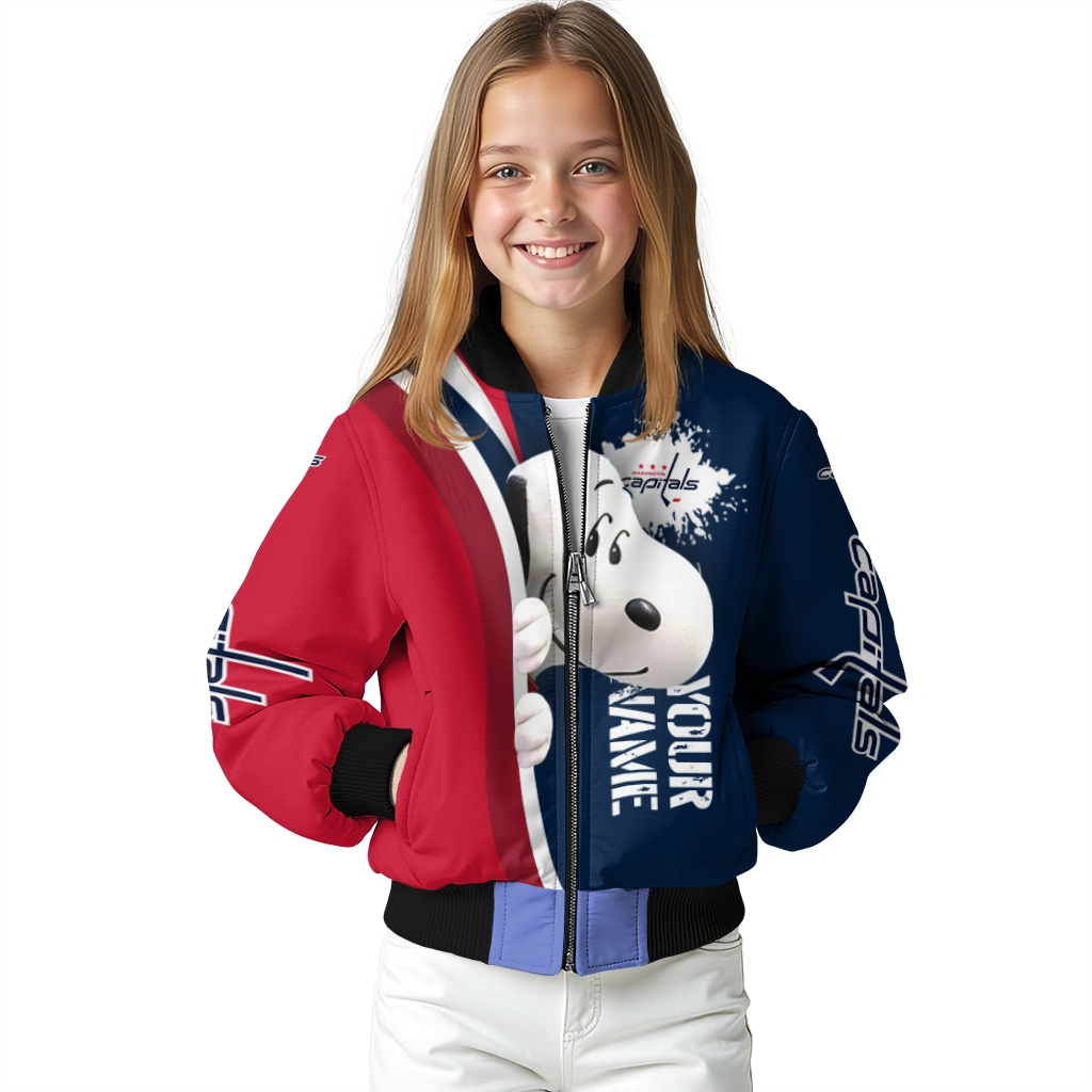 custom washington capitals snoopy head blue bomber jacket top rated custom washington capitals snoopy head blue bomber jacket top rated