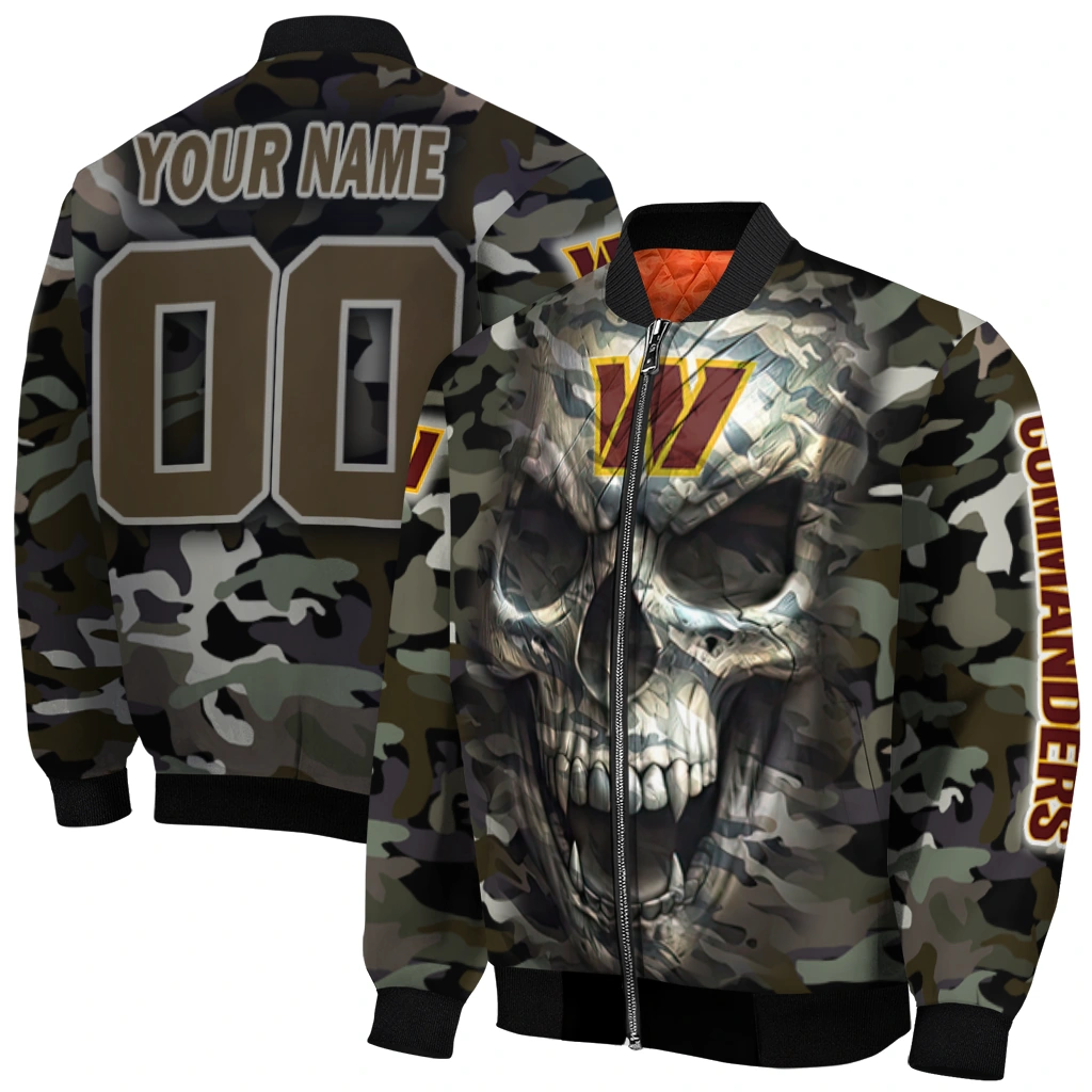 custom washington commanders camouflage skull camouflage bomber jacket best selling custom washington commanders camouflage skull camouflage bomber jacket best selling