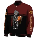 custom washington commanders groot football burgundy black varsity jacket best selling