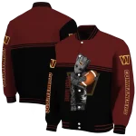 custom washington commanders groot football burgundy black varsity jacket best selling