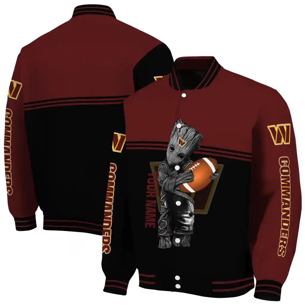 custom washington commanders groot football burgundy black varsity jacket fashion forward custom washington commanders groot football burgundy black varsity jacket fashion forward