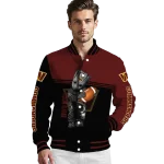 custom washington commanders groot football burgundy black varsity jacket best selling
