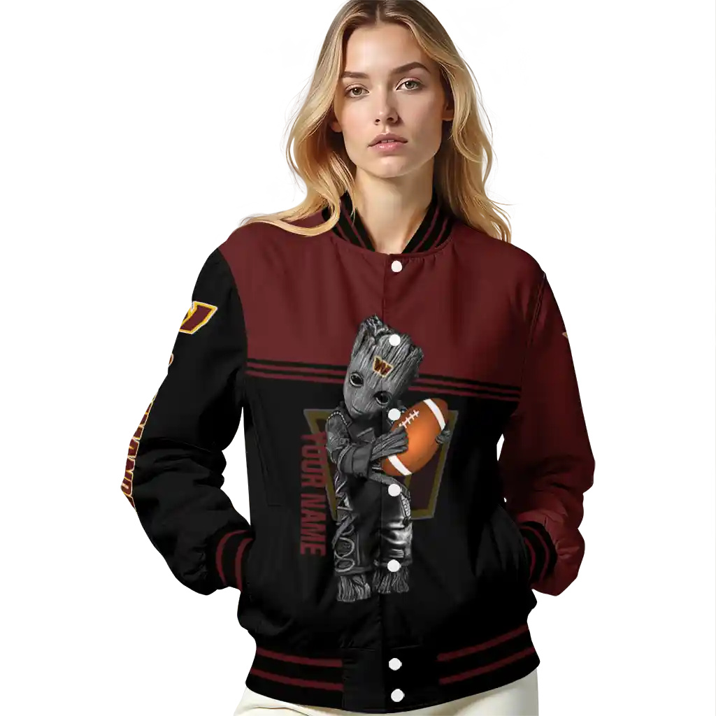custom washington commanders groot football burgundy black varsity jacket latest model custom washington commanders groot football burgundy black varsity jacket latest model