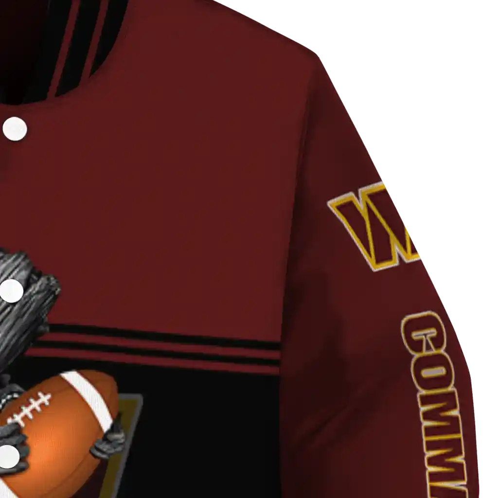 custom washington commanders groot football burgundy black varsity jacket premium grade custom washington commanders groot football burgundy black varsity jacket premium grade