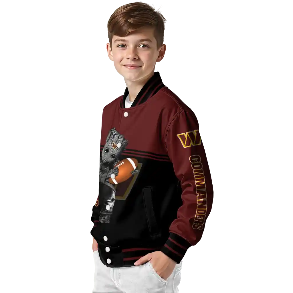 custom washington commanders groot football burgundy black varsity jacket trendy custom washington commanders groot football burgundy black varsity jacket trendy