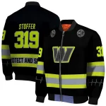 custom washington commanders heartbeat accent black green bomber jacket best selling