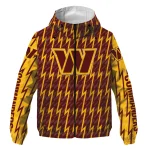 custom washington commanders lightning strike grid burgundy windbreaker jacket best selling
