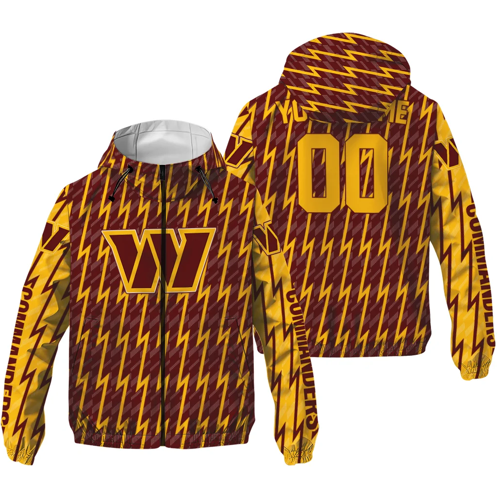 custom washington commanders lightning strike grid burgundy windbreaker jacket high quality custom washington commanders lightning strike grid burgundy windbreaker jacket high quality