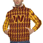 custom washington commanders lightning strike grid burgundy windbreaker jacket best selling
