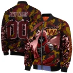custom washington commanders skull horde burgundy bomber jacket best selling