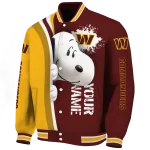 custom washington commanders snoopy head burgundy varsity jacket best selling