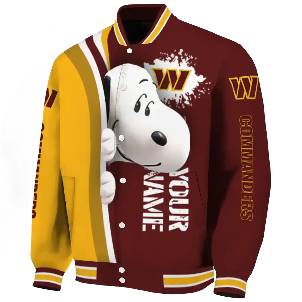 custom washington commanders snoopy head burgundy varsity jacket best selling custom washington commanders snoopy head burgundy varsity jacket best selling