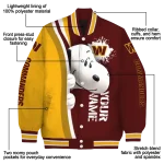 custom washington commanders snoopy head burgundy varsity jacket best selling