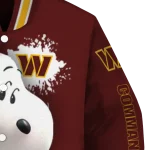 custom washington commanders snoopy head burgundy varsity jacket best selling