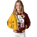 custom washington commanders snoopy head burgundy varsity jacket best selling