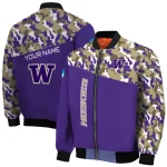 custom washington huskies camouflage splash purple bomber jacket best selling