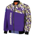 custom washington huskies camouflage splash purple bomber jacket best selling
