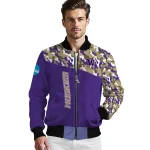 custom washington huskies camouflage splash purple bomber jacket best selling