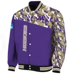 custom washington huskies camouflage splash purple varsity jacket best selling
