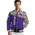 custom washington huskies camouflage splash purple varsity jacket best selling