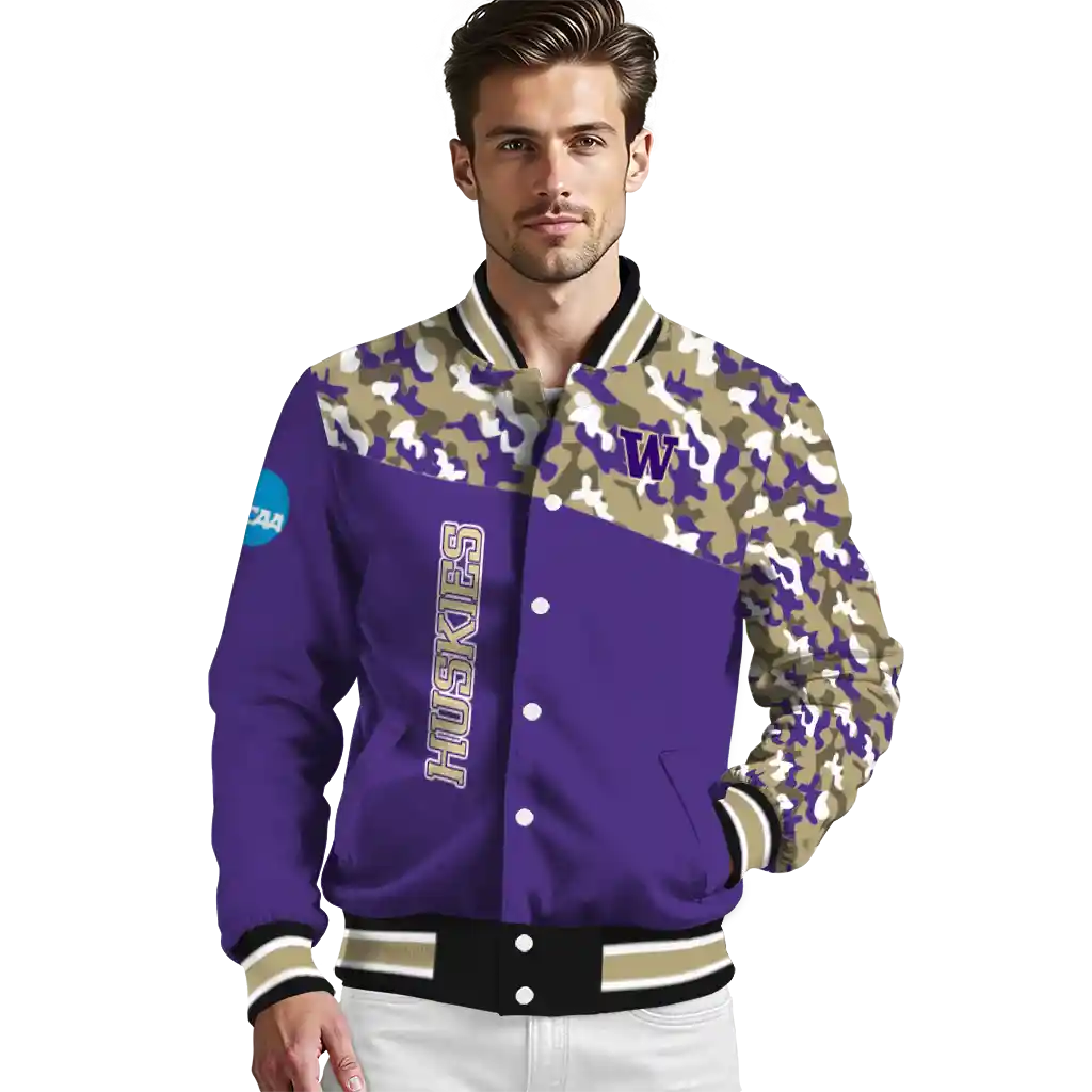 custom washington huskies camouflage splash purple varsity jacket high quality custom washington huskies camouflage splash purple varsity jacket high quality