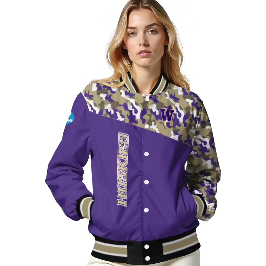 custom washington huskies camouflage splash purple varsity jacket latest model custom washington huskies camouflage splash purple varsity jacket latest model