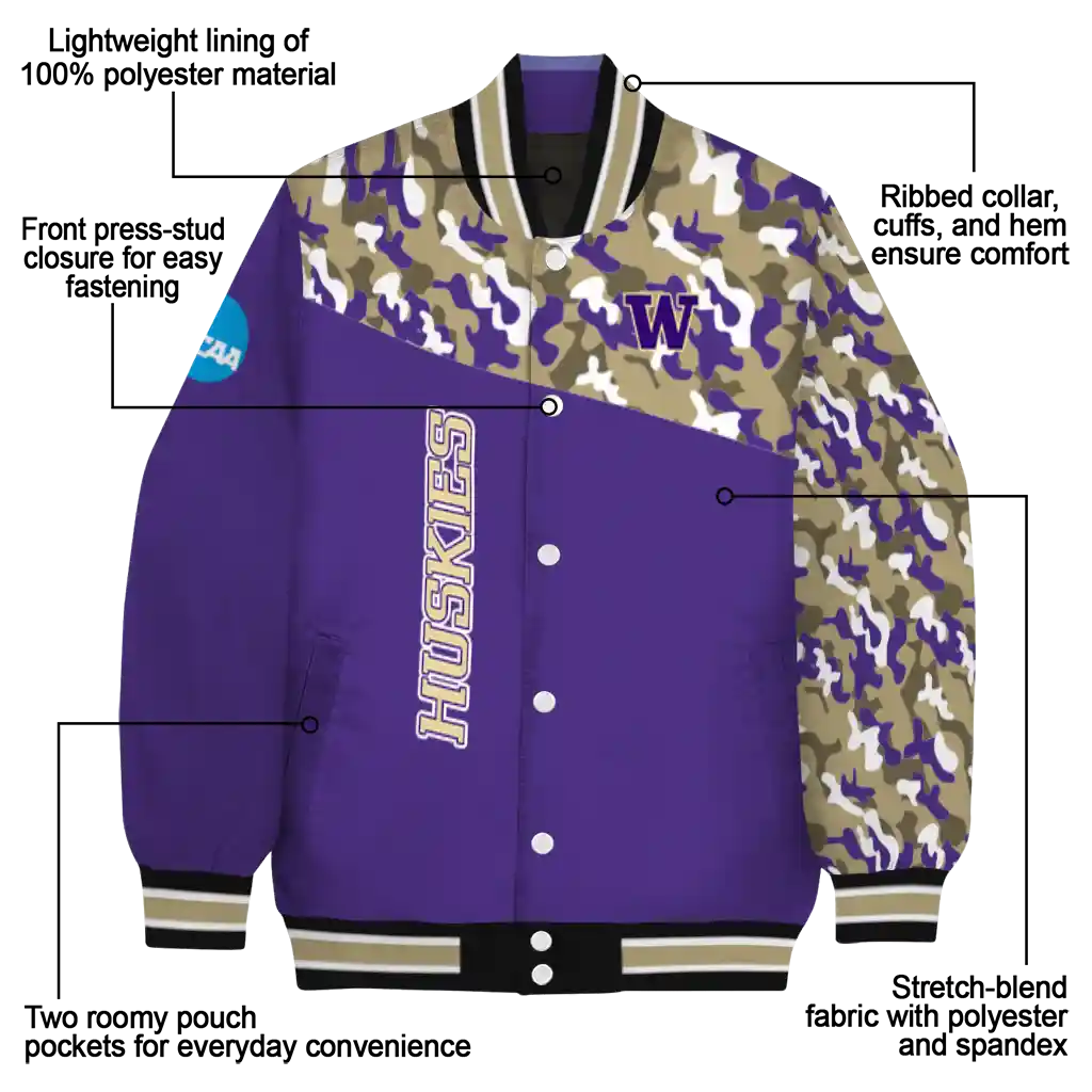 custom washington huskies camouflage splash purple varsity jacket new arrival custom washington huskies camouflage splash purple varsity jacket new arrival