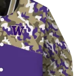 custom washington huskies camouflage splash purple varsity jacket best selling
