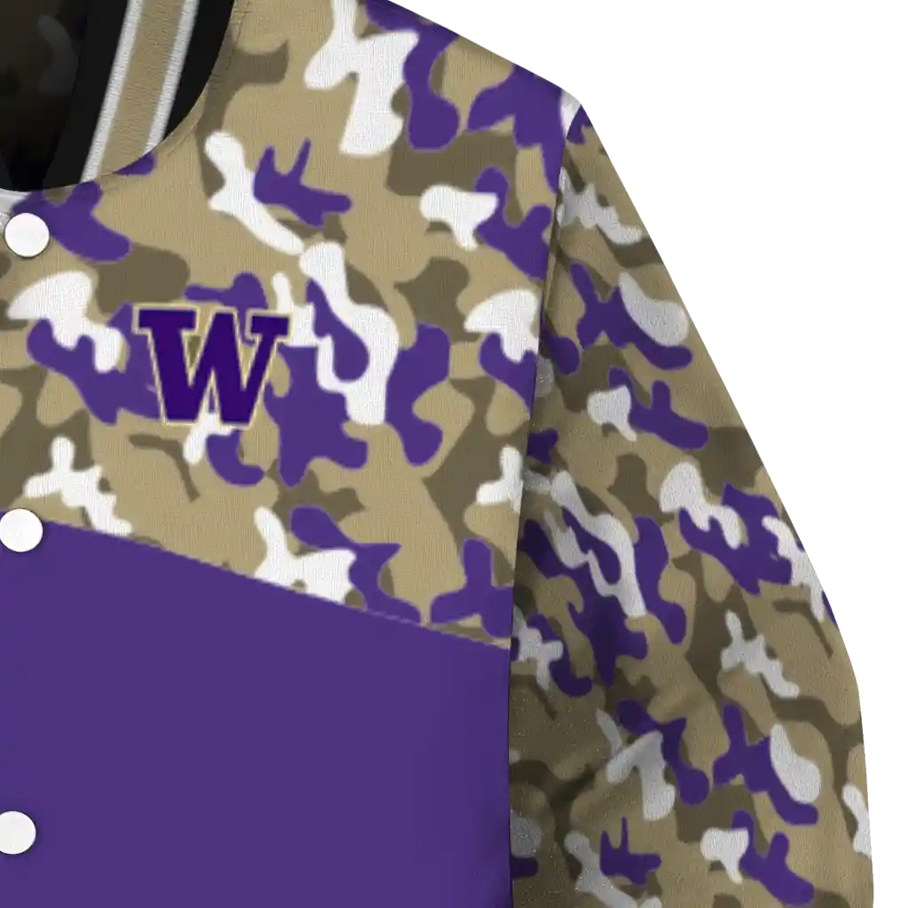 custom washington huskies camouflage splash purple varsity jacket premium grade custom washington huskies camouflage splash purple varsity jacket premium grade