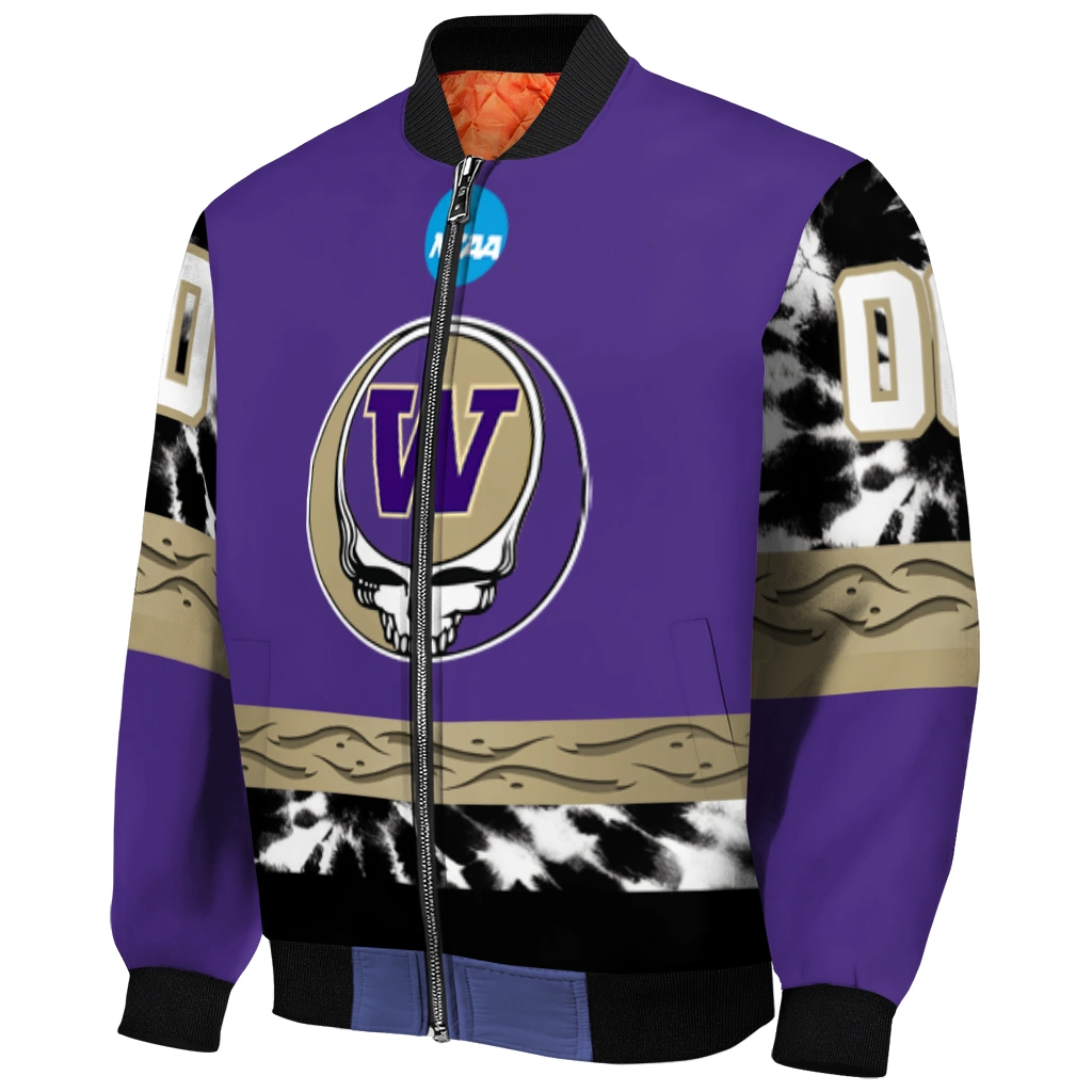 custom washington huskies circle skull purple black bomber jacket fashion forward custom washington huskies circle skull purple black bomber jacket fashion forward