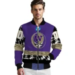 custom washington huskies circle skull purple black bomber jacket best selling
