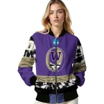 custom washington huskies circle skull purple black bomber jacket best selling