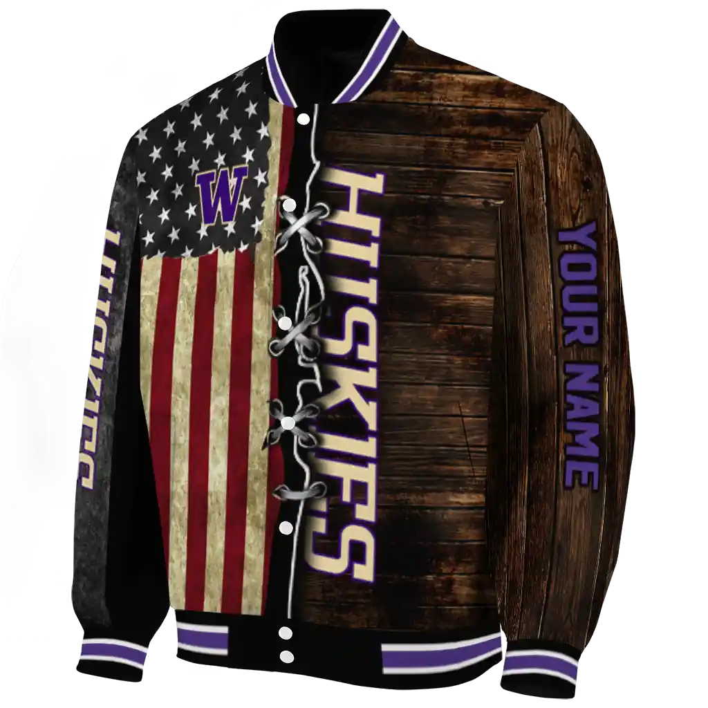 custom washington huskies flag wood brown varsity jacket best selling custom washington huskies flag wood brown varsity jacket best selling