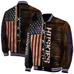 custom washington huskies flag wood brown varsity jacket best selling