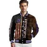 custom washington huskies flag wood brown varsity jacket best selling