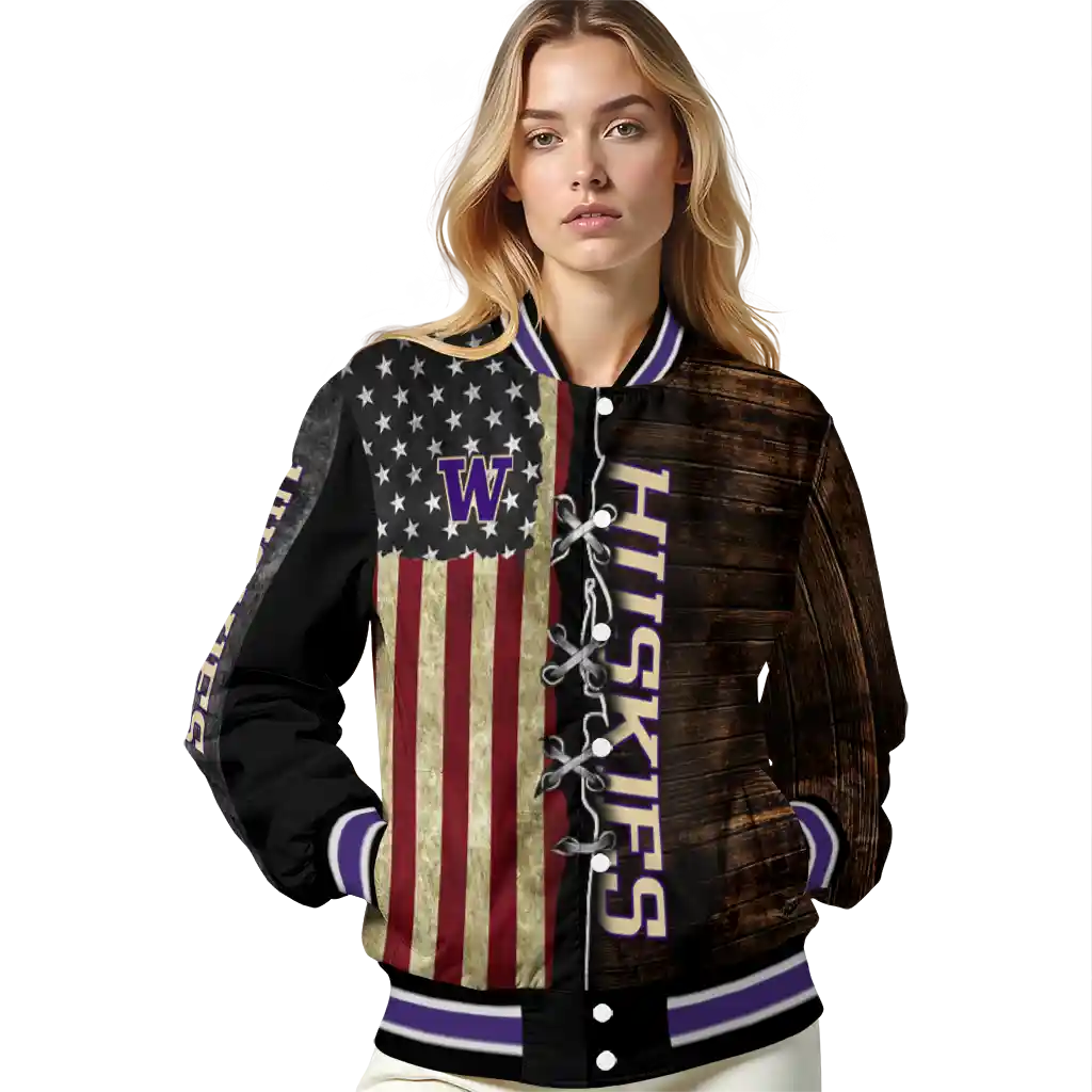 custom washington huskies flag wood brown varsity jacket latest model custom washington huskies flag wood brown varsity jacket latest model