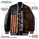 custom washington huskies flag wood brown varsity jacket best selling